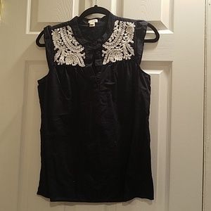 Embroidered Navy Top